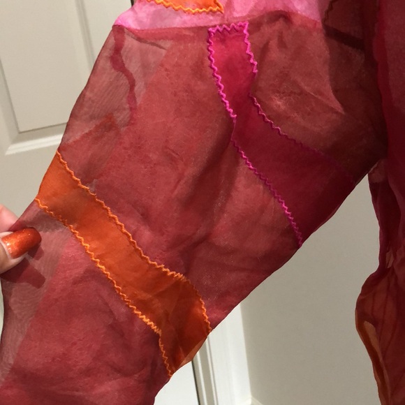 Sandy Starkman semi sheer floral embroidered jacket - Picture 5 of 11